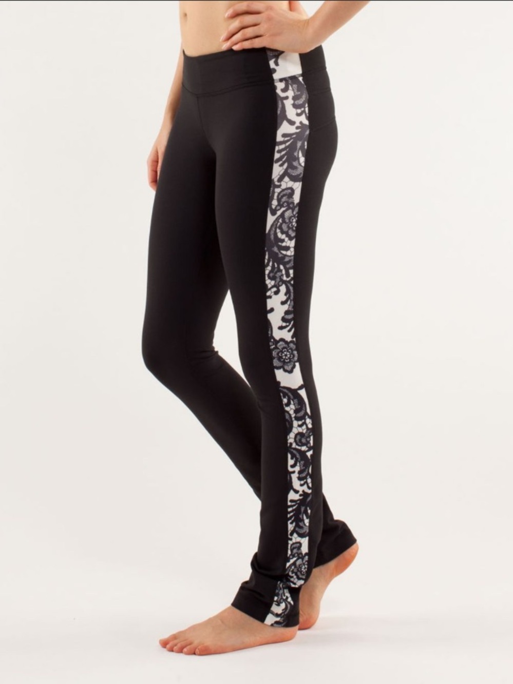 LULULEMON Black, Polar Cream, & Laceoflage Polar Cream Black Side Angle Pant